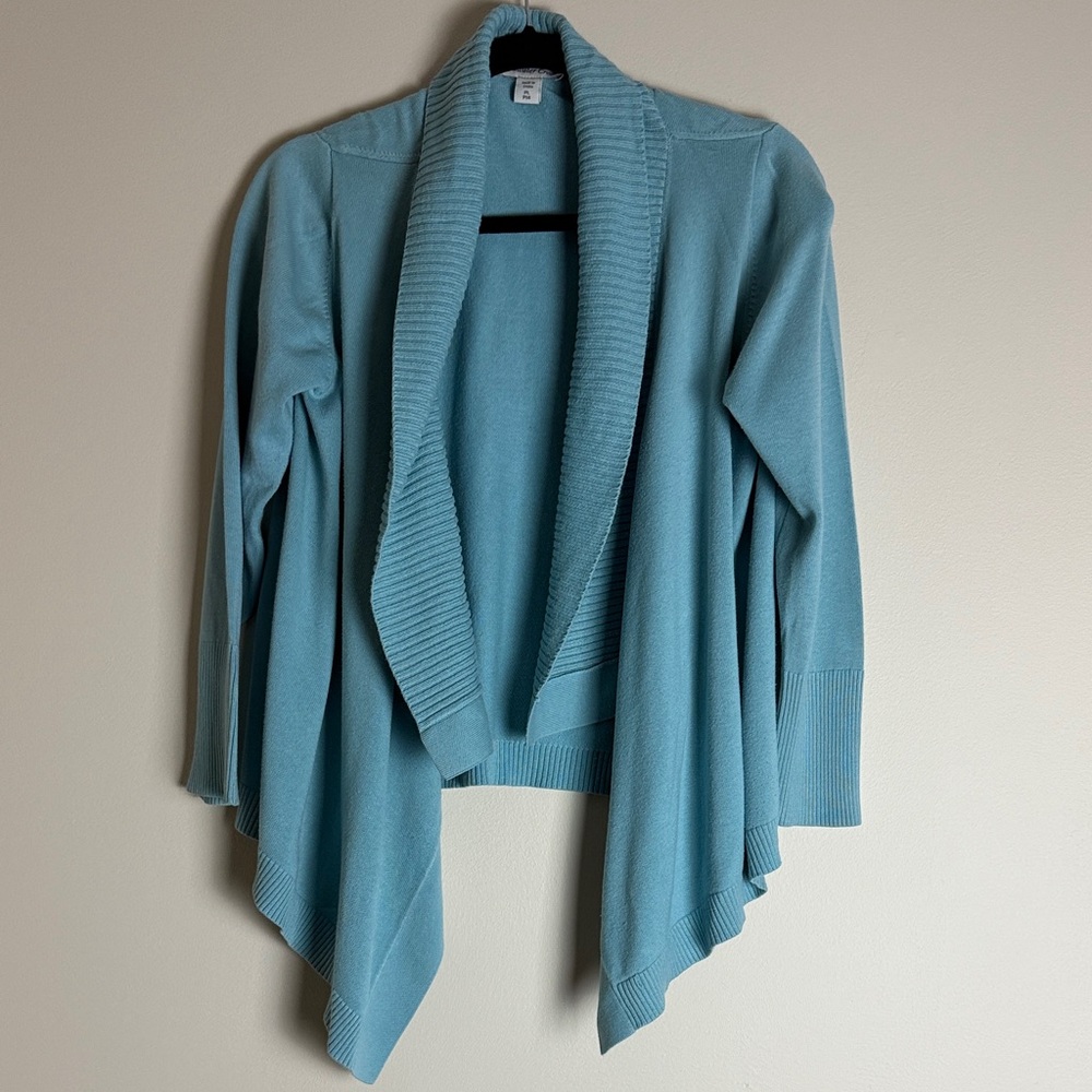 Coldwater Creek Turquoise Blue Women's Long Sleeve Open Cardigan Size PL